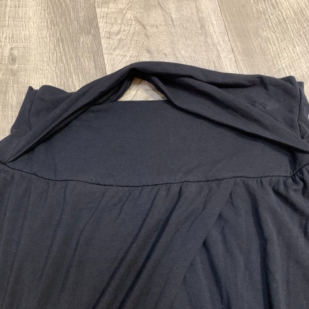 Athleta Black Wrap Front Lounge Yoga Sz Small Pants Draped Leg Slits Relaxed Fit - Picture 7 of 12